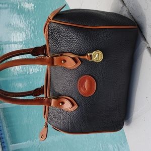 Dooney & Bourke vintage AWL Boston pebble leather satchel black & tan